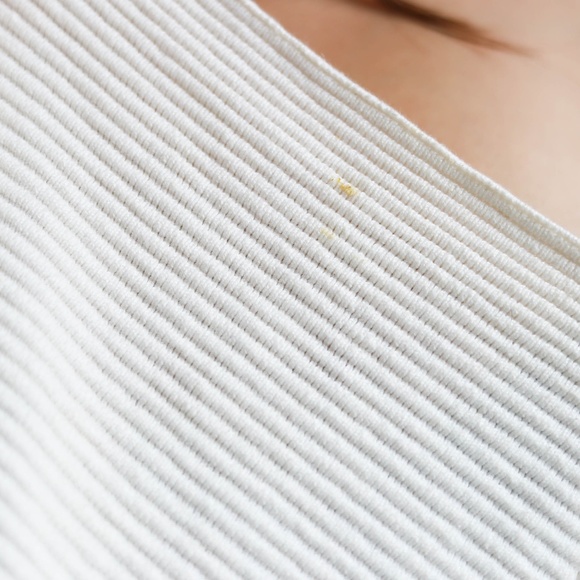 Cozy White Cutoff shoulder Sweater - Picture 6 of 7